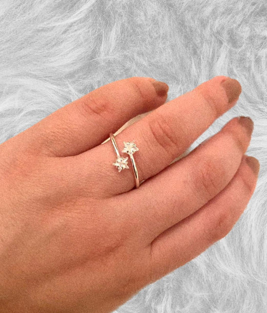 Anel de Prata 925 Regulável Estrelas