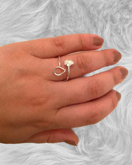 Anel de Prata 925 Regulável Saltado