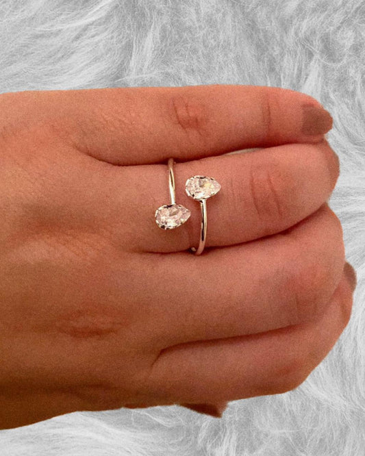 Anel de Prata 925 Regulável Pedras