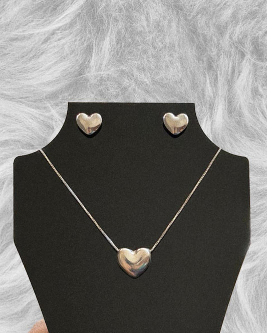 Conjunto de Corações de Prata 925