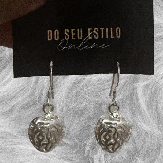 Brincos de Prata 925 Corações Vazados