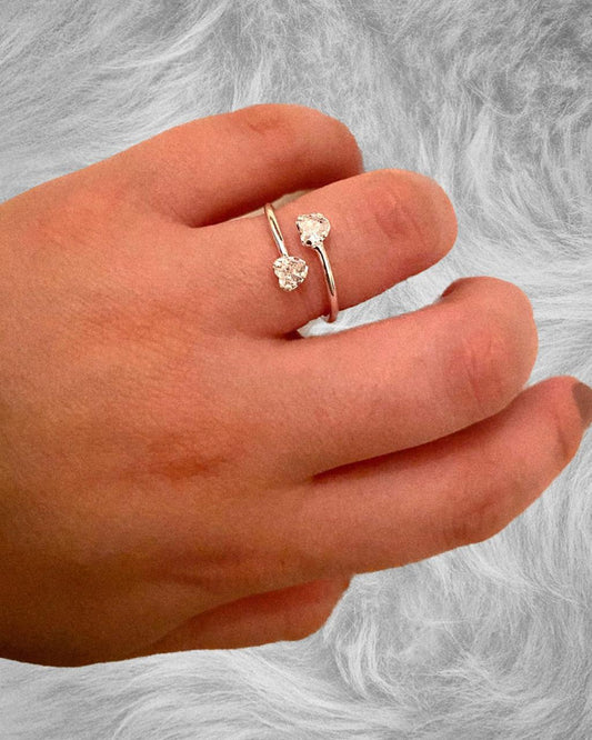 Anel de Prata Regulável 925 Corações